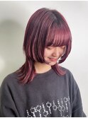 透明感ローズピンク/顔まわりカット/くらげヘア
