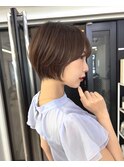 大人可愛い20代30代40代前下がりショートボブ/ハンサムショート