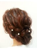 ふんわり編み込みシニヨン　ヘアセット