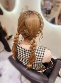 編みおろしツイン/梅田ヘアセット