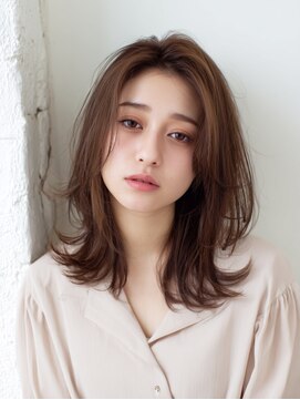 リンクミリ(Link mili) 【髪質改善】ミディアムレイヤー/ココアブラウン/顔まわりカット