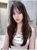 20代30代お洒落♪レイヤーカット韓国ヘアーグレージュカラー