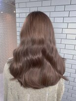 ジーナ 渋谷駅前(Zina)&nbsp;小顔セミウェットウェーブピンクベージュハイライトカラー