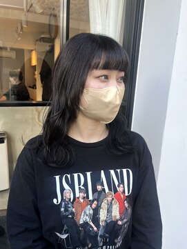 クロレ(CLORE) レイヤーカット ワイドバング ダークカラー ブルーブラック