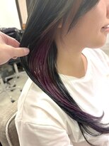 ミュラ(mulah)&nbsp;ロングヘアインナーカラーピンクバイオレット＊ストレートヘア
