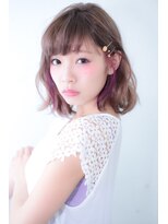 ブルーフェーセス 表参道(blue faces) 『bluefaces』メルティカラー耳かけボブ パープルハイライト