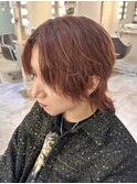 センターパート　外ハネ　ナチュラルメンズヘアセット