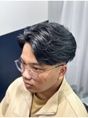 爆モテ毛流れ七三ツーブロスキンフェード