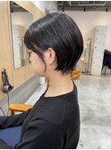 黒髪/ボブルフ/ネビージュ/小顔/ワンレン/スペインカール