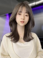 フォンズ(FONS)&nbsp;シースルーバングくびれヘア/グレージュ/外ハネヘア/学割U24