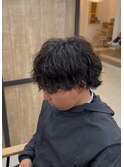 ツーブロックツイストスパイラルパーマメンズマッシュウルフ