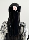 フェミニンロングウェーブミディアム着物ヘア成人式卒業式/三鷹