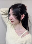 顔まわりレイヤー 艶カラー 暗髪 韓国風 髪質改善 福岡美容室