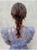 #編みおろしアレンジ　#パールヘアアクセ