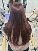 レッドカラーダブルカラーブリーチイメチェン似合わせカット所沢