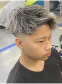名古屋ホワイトメッシュメンズハイライトスパイキーショート