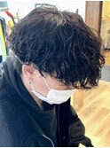 波巻きスパイラルパーマメンズマッシュツーブロックメンズパーマ