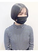 【松戸　松戸】黒髪丸みボブあごラインミニボブ前髪あり