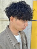 メンズ刈り上げ王道マッシュスタイル波巻きハードパーマ質感重視