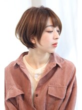 ハコ(HACO) 小顔丸みショート×透明感ベージュ