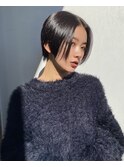 丸みショートシースルーバングくびれショートボブミニボブ