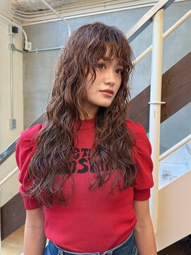 マッシュ 北堀江(MASHU) デジタルパーマ　ロング　レイヤー　顔まわりカット　前髪あり