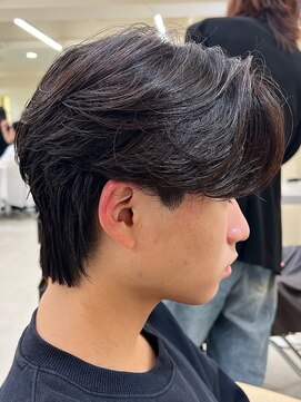 ニコ トウキョウ ヨコハマ(nico) メンズセンターパートウルフセンターパートニュアンスパーマ襟足