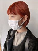 大人可愛い20代30代40代小顔ミニボブ×スカーレットピンク