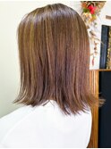 20代30代40代ハイライト透け感大人W3Dカラーボブヘアー