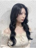 暗髪/黒髪スタイル/韓国ヘア/巻き髪/韓国風