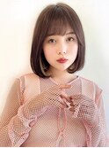 内巻きボブ大人可愛いインナーカラーアッシュベージュシースルー