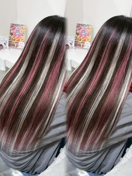 ピンク×ホワイト メッシュ