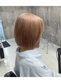 イメチェンピンクベージュ アンブレラカラー前髪