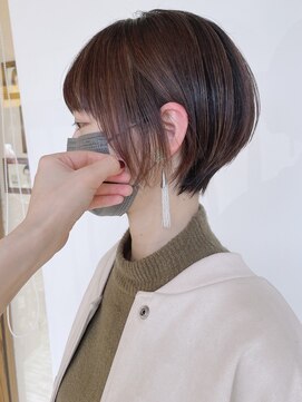 モリオフロムロンドン 原宿本店(morio from London) 【morio 原宿】大人可愛い丸みショート耳かけナチュラルブラウン