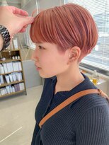 テトヘアー(teto hair) 刈り上げショート、マッシュショート、アプリコットピンク