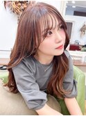 顔周りカット レイヤーカット 韓国風ヘア ベージュカラー