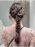 ヘアセット/編みおろしアレンジ/お呼ばれヘア/ヘアアレンジ