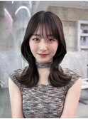 黒髪ボブルフネビージュ小顔ワンレン顔まわり韓国レイヤーカット