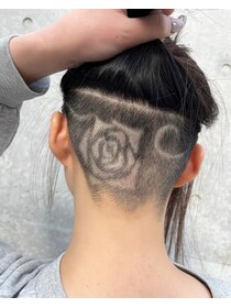 カー(KAH) バリアート　刈り上げ　薔薇　刈り上げ女子　マンバン