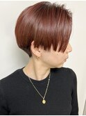 【morio原宿】ワインレッド刈り上げハンサムショート