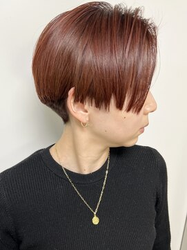 モリオフロムロンドン 原宿本店(morio from London) 【morio原宿】ワインレッド刈り上げハンサムショート