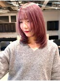 暖色カラー/ピンクカラー/レイヤーカット/渋谷