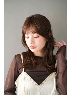 トクテ 高円寺(tokute) くびレイヤーエモージュ前髪モテベージュレイヤーミディ/高円寺