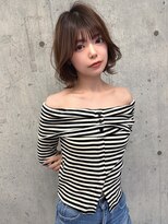 ロンドソル 四日市(Lond Sol) ひし形レイヤーボブハッシュ/顔周り/オリーブベージュ/四日市