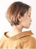 パーマで簡単スタイリング/ひし形ショートボブ/３０代４０代