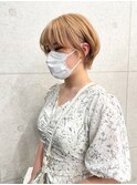 【Anli☆岩瀬萌】オレンジベージュ 丸みショート ハイトーン
