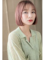 カバーヘア イヴ 戸頭店(COVER HAIR EVE) ベビーピンク前下がり美髪切りっぱなしボブY戸頭10代20代30代