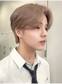 韓国メンズアッシュグレージュカラーシースルーマッシュシルバー