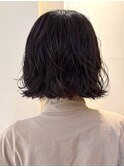 ★黒髪ボブ/ボブパーマ/切りっぱなしボブ/簡単スタイリング/銀座