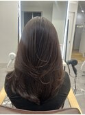 ハイレイヤーレイヤーカットブリーチ無しカラー顔周り韓国